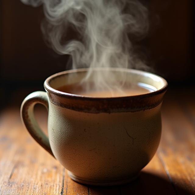 Varm te bliver hældt i en smuk stentøjskop