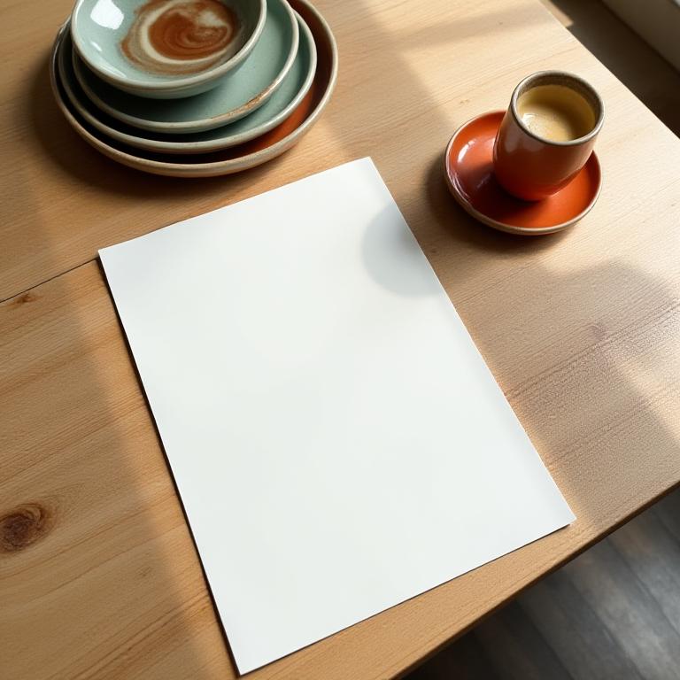 Stilfuldt dokument og kaffe på et rustikt træbord